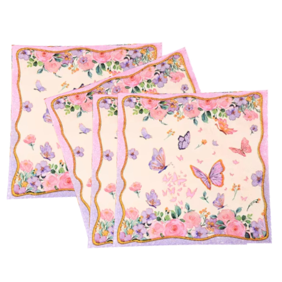 Pink & Gold Paper Napkins (Pastel)