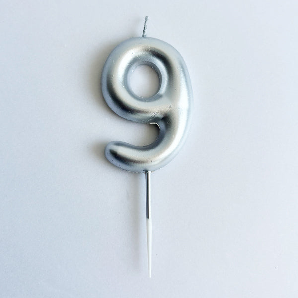Silver Number Candle