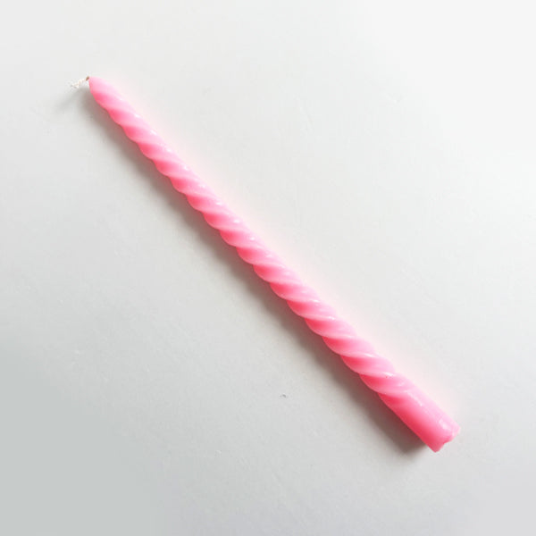Pink Spiral Taper Candle