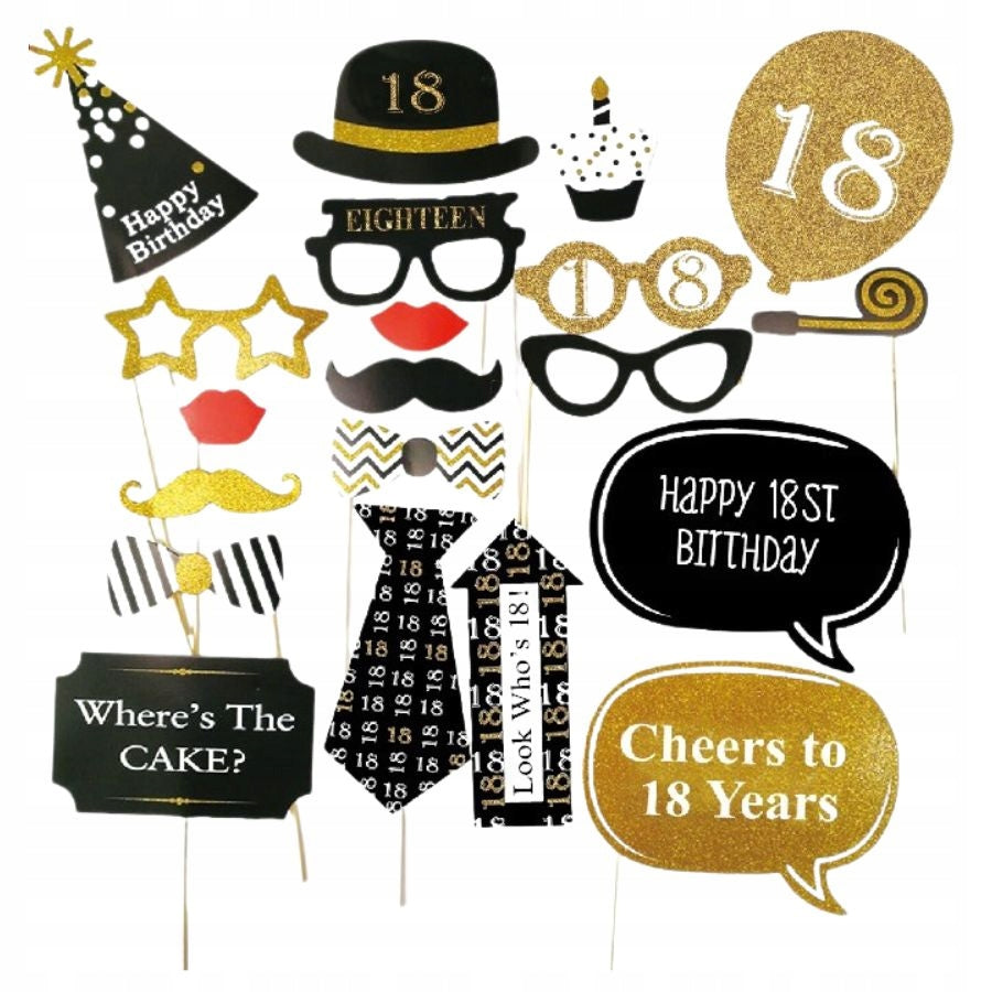 Gold 18th Birthday Photo Props