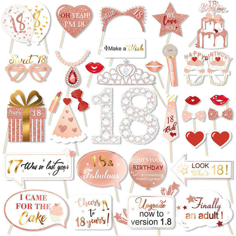 Rose Gold 18th Birthday Photo Props