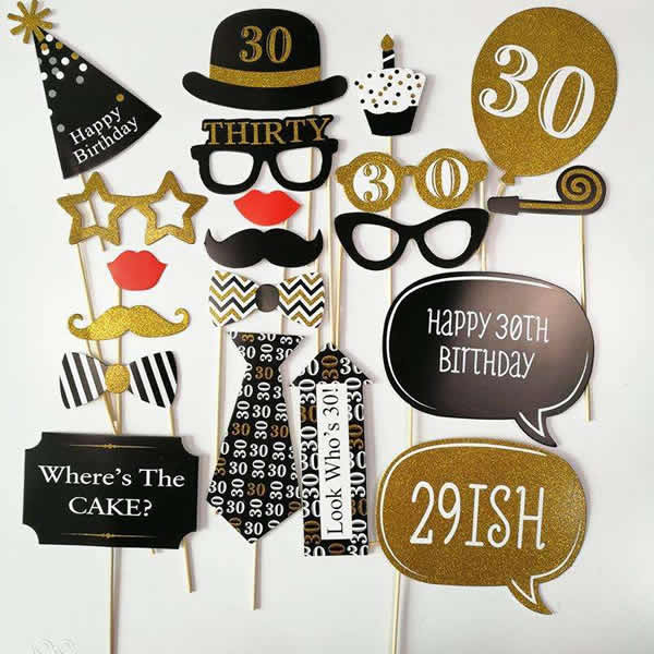 Gold 30th Birthday Photo Props