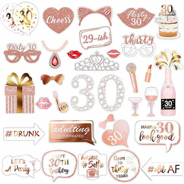 Rose Gold 30th Birthday Photo Props