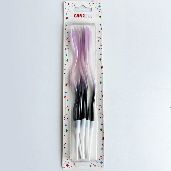 Pastel Purple and Pink Twisted Tri-Colour Candles