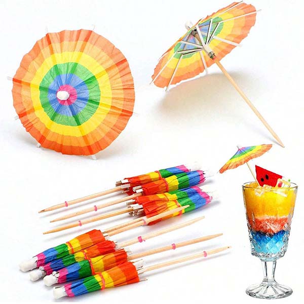 Rainbow Cocktail Umbrellas