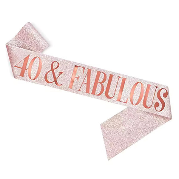 40 & Fabulous Rose Gold Glitter Sash