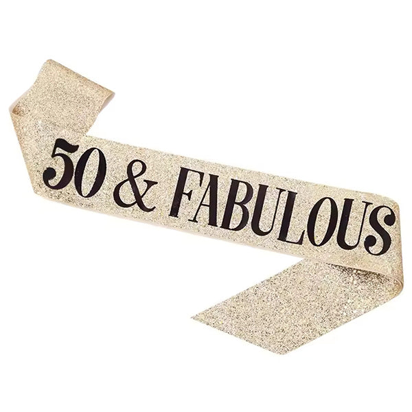 50 & Fabulous Glitter Gold Sash