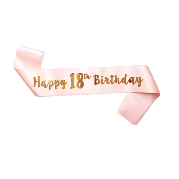 Happy 18th Birthday Peach Sash