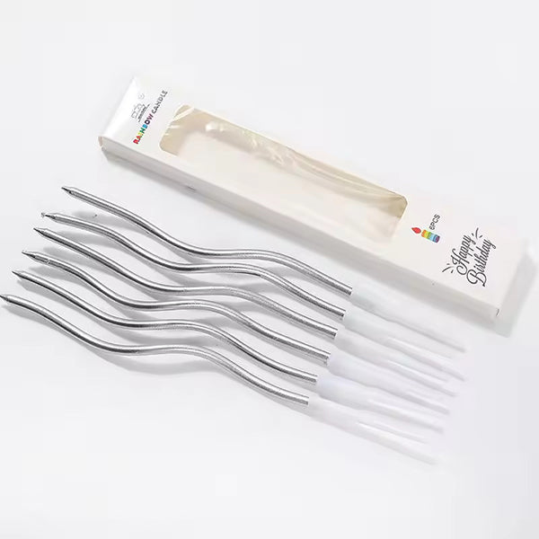 Silver Twisted Curved Spiral Candles