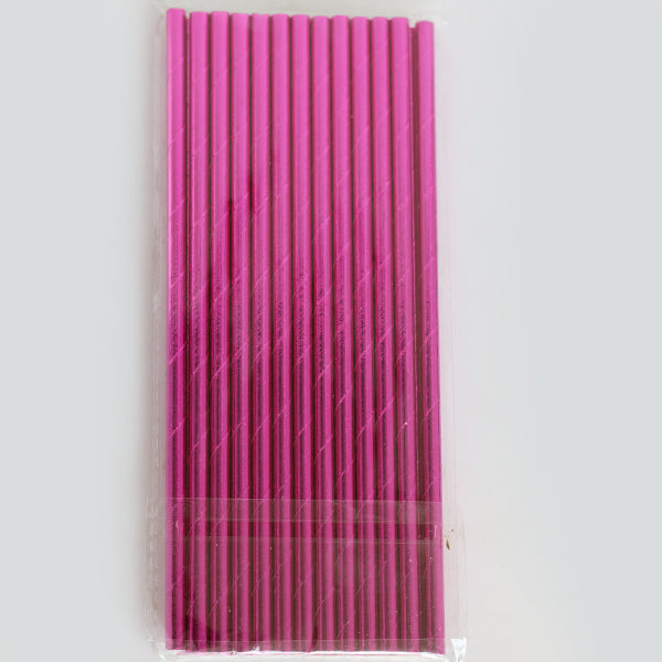 Metallic Hot Pink Paper Straws