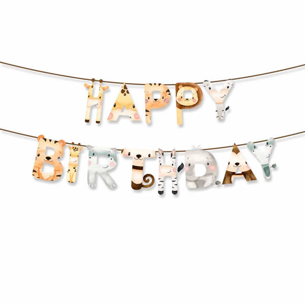 Jungle Safari Happy Birthday Letter Banner
