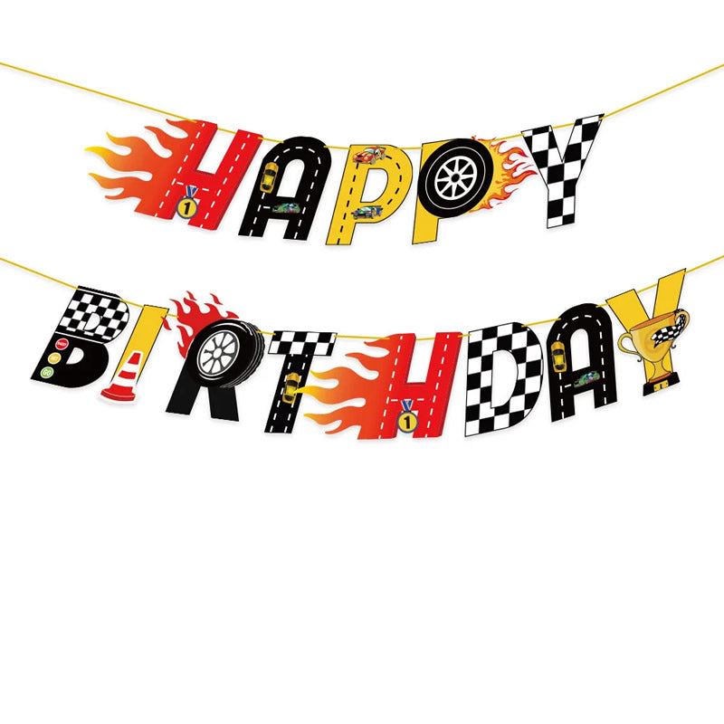 Racing Happy Birthday Letter Banner (Colourful)