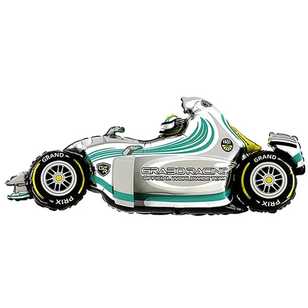 Silver Racing Car Foil Balloon
