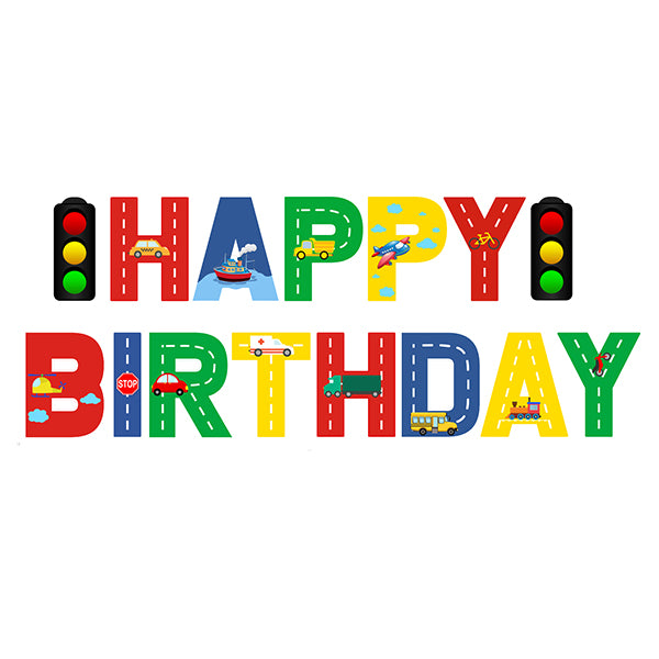 Transportation Happy Birthday Letter Banner