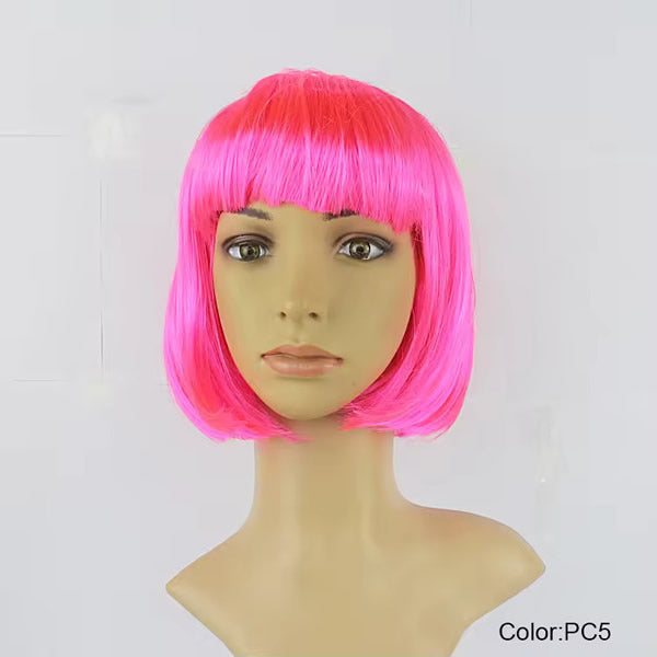 Hot Pink Short Straight Hair Wig