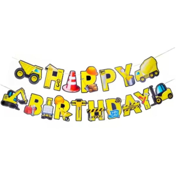 Construction Happy Birthday Letter Banner