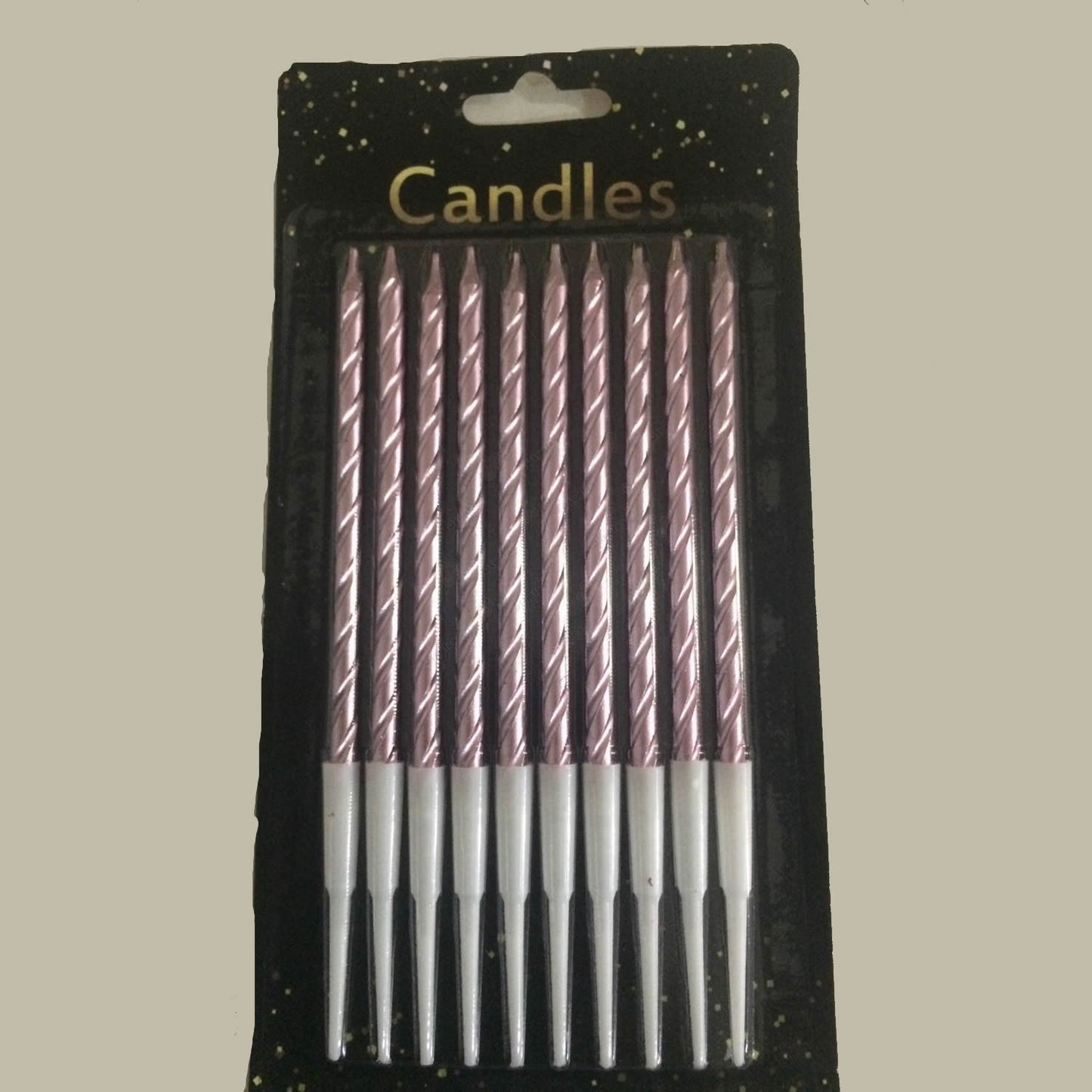 Metallic Rose Gold Spiral, Long Candles