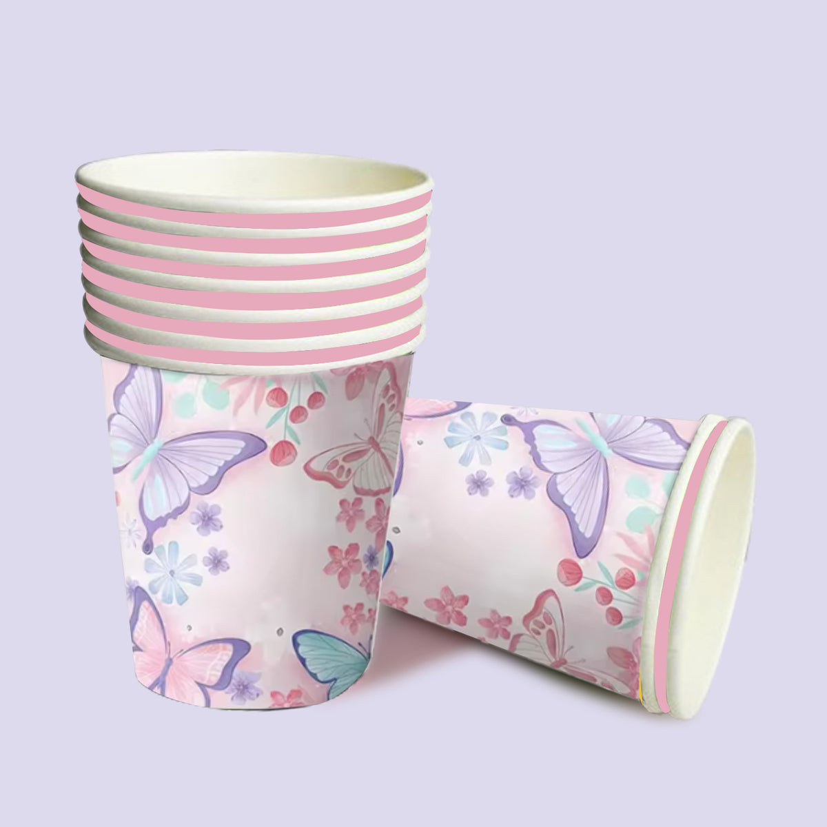 Pink & Purple Butterfly Paper Cups
