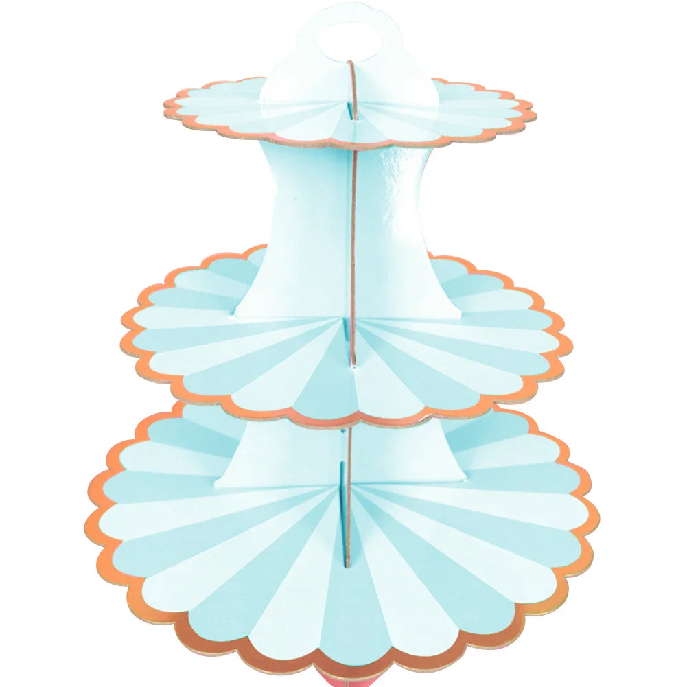 3 Tier White and Green Cupcake Stand