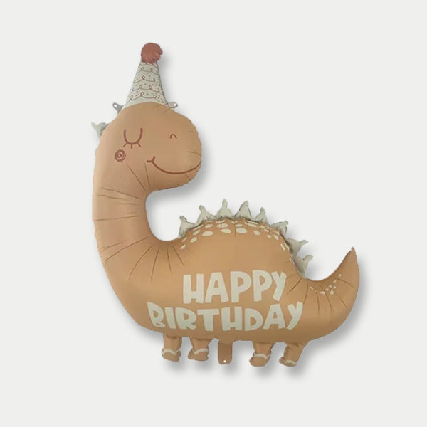 Brown Dinosaur Shape Happy Birthday Foil Balloon