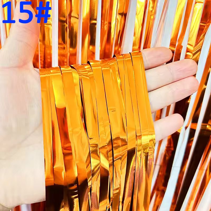 Glossy Bronze Foil Fringe Curtain