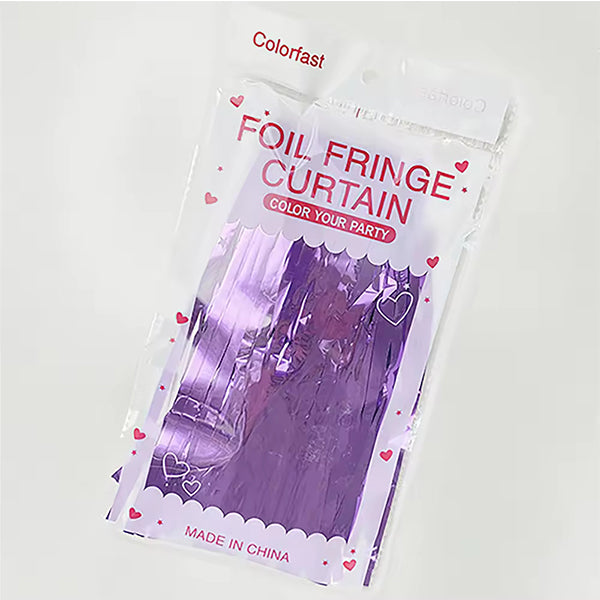 Glossy Light Purple Foil Fringe Curtain