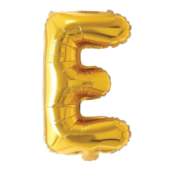 Foil Letter E Balloon 16 inch - Mylar Letter Balloon E Foil Balloon gold. Each 16″ E letter balloon ideal for names, phrases - perfect for any celebration from birthday parties, baby showers and weddings!