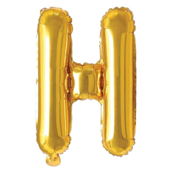 Foil Letter H Balloon 16 inch - Mylar Letter Balloon H Foil Balloon gold. Each 16″ H letter balloon ideal for names, phrases - perfect for any celebration from birthday parties, baby showers and weddings!