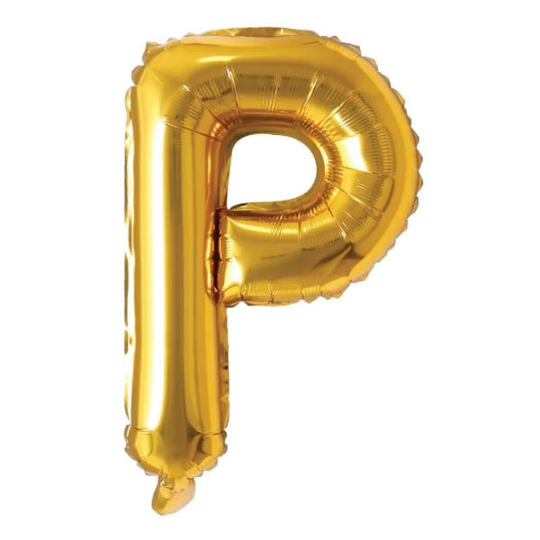Foil Letter P Balloon 16 inch - Mylar Letter Balloon P Foil Balloon gold. Each 16″ P letter balloon ideal for names, phrases - perfect for any celebration from birthday parties, baby showers and weddings!