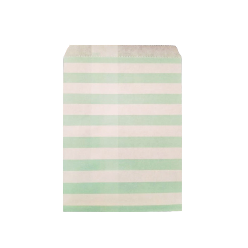Pastel Green Striped Popcorn Paper Bags