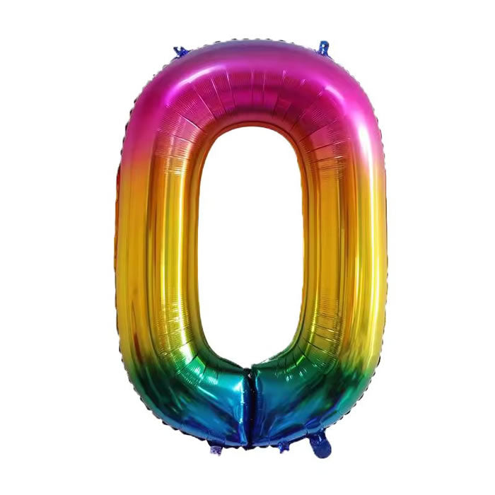 Rainbow Number 0 Foil Balloon
