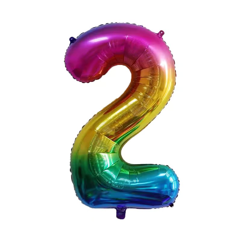 Rainbow Number 2 Foil Balloon