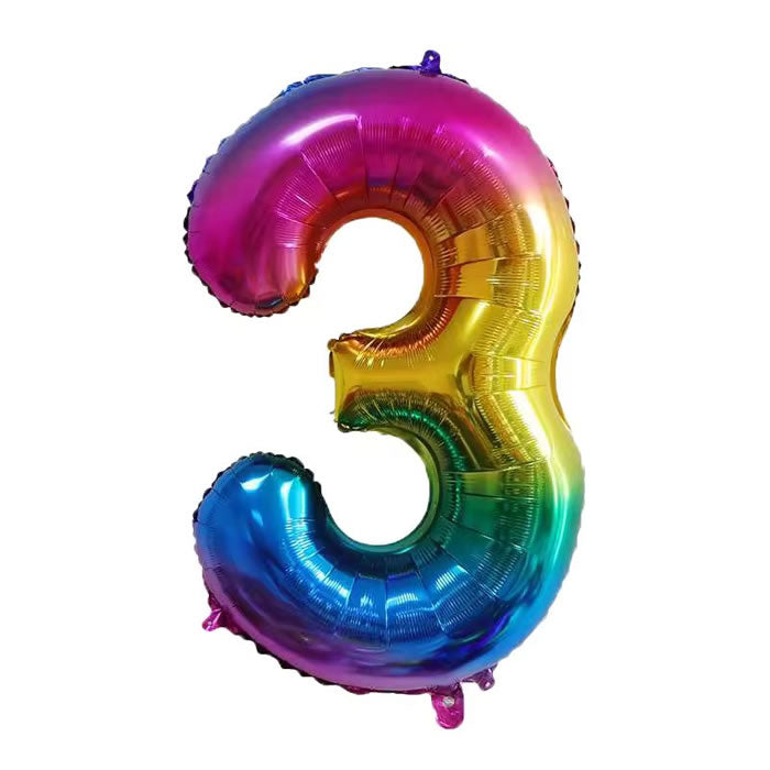 Rainbow Number 3 Foil Balloon