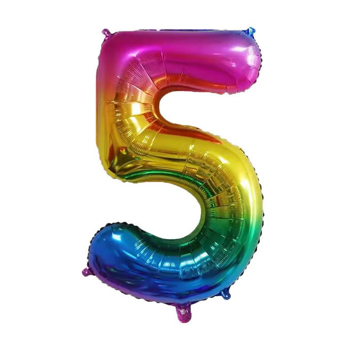 Rainbow Number 5 Foil Balloon