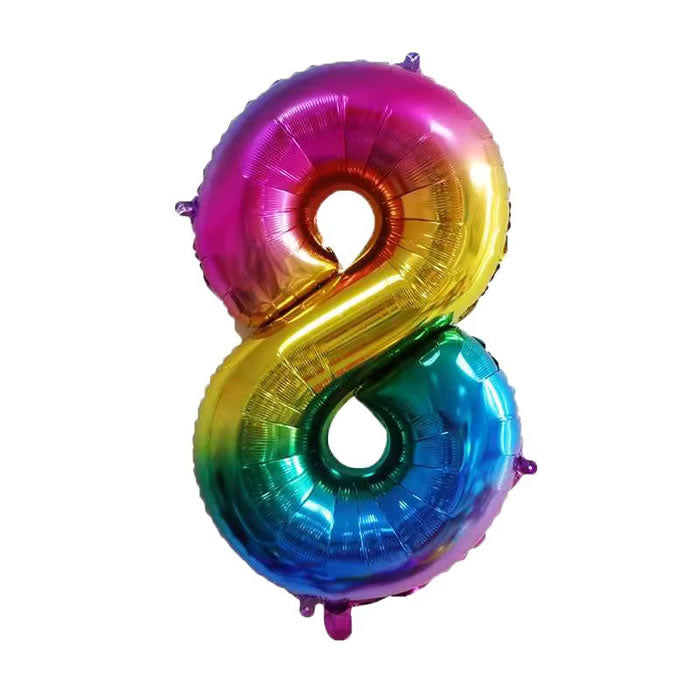 Rainbow Number 8 Foil Balloon