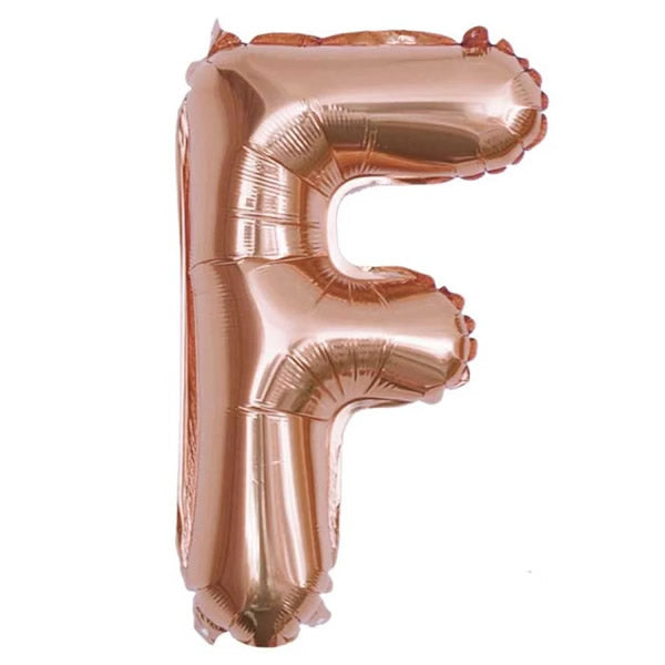 Rose Gold Foil Letter F Balloon 16 inch - Mylar Letter Balloon F Foil Balloon Rose Gold. Each Rose Gold 16″ F letter balloon ideal for names, phrases - perfect for any celebration from birthday parties, baby showers and weddings!
