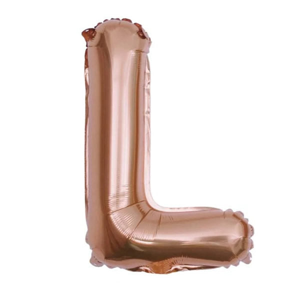 Rose Gold Foil Letter L Balloon 16 inch - Mylar Letter Balloon L Foil Balloon Rose Gold. Each Rose Gold 16″ L letter balloon ideal for names, phrases - perfect for any celebration from birthday parties, baby showers and weddings!