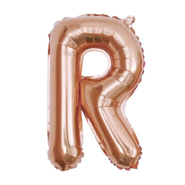 Rose Gold Foil Letter R Balloon 16 inch - Mylar Letter Balloon R Foil Balloon Rose Gold. Each Rose Gold 16″ R letter balloon ideal for names, phrases - perfect for any celebration from birthday parties, baby showers and weddings!