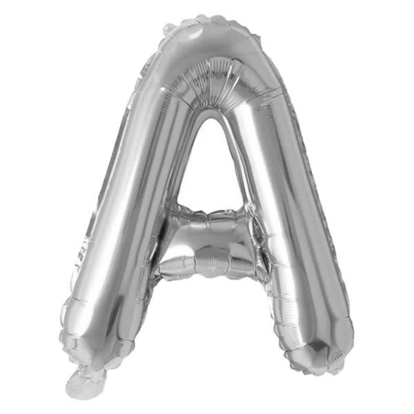 Silver Foil Letter A Balloon 16 inch - Mylar Letter Balloon A Foil Balloon Silver. Each Silver 16″ A letter balloon ideal for names, phrases - perfect for any celebration from birthday parties, baby showers and weddings!