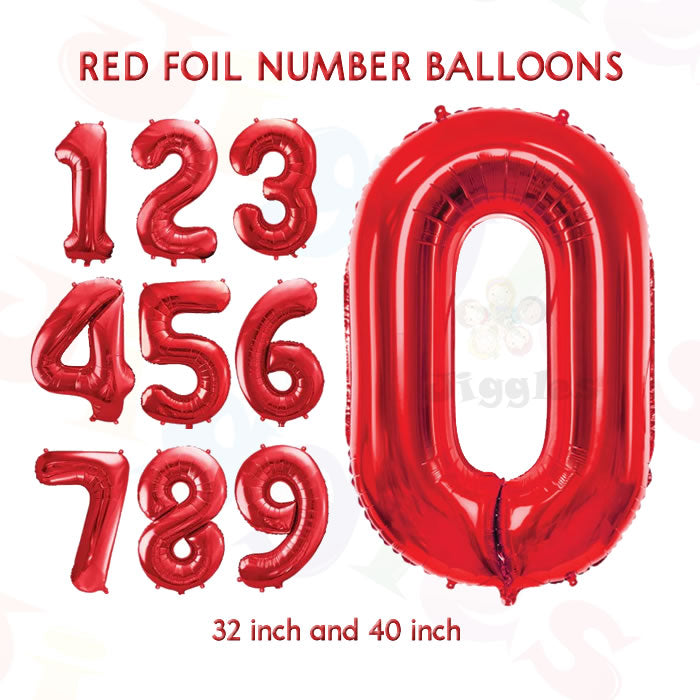 Red Foil Number Balloons or Red Number Foil Balloons – Jiggles Party Store