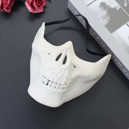 White Skeleton Demon Mask Realistic Half Face Mask