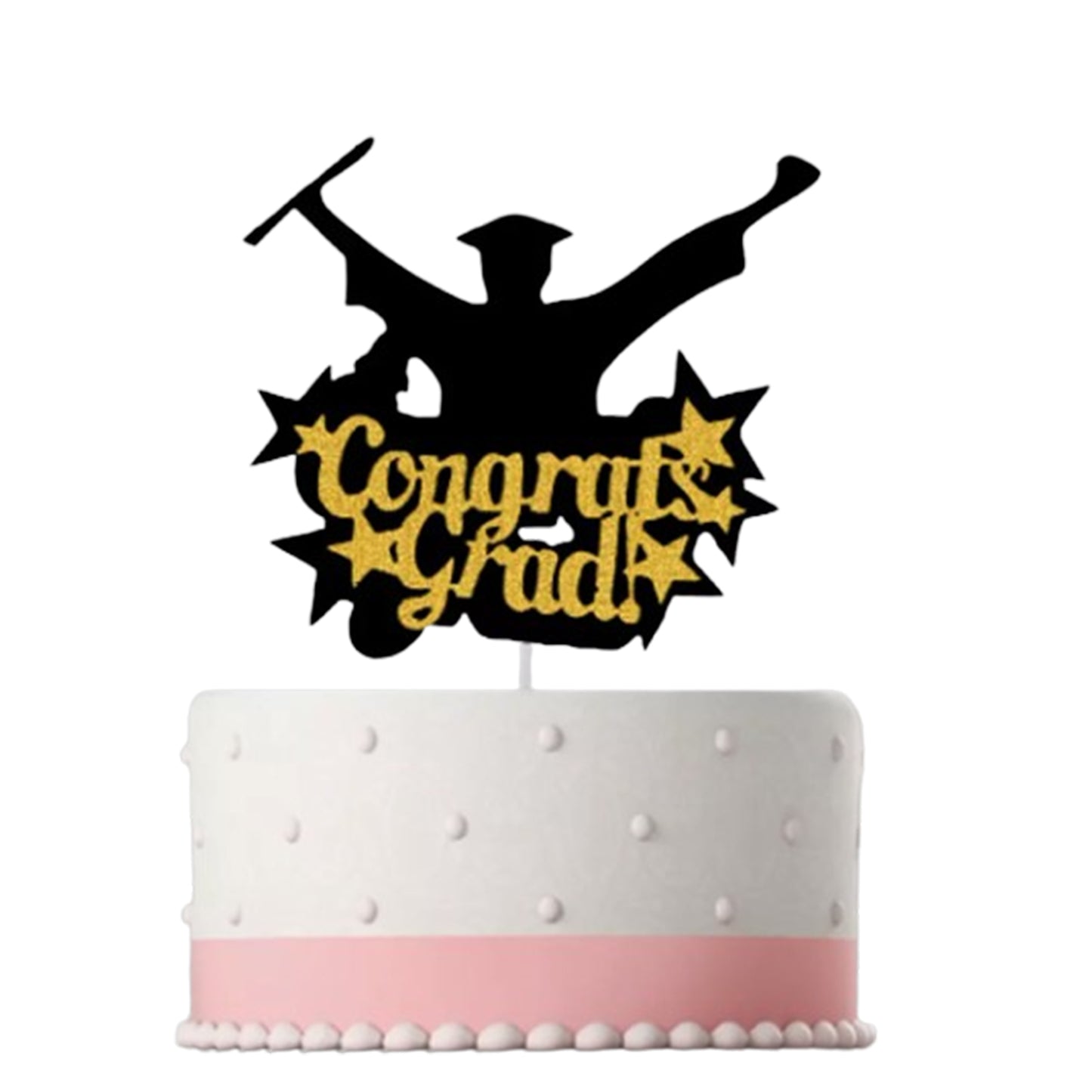 Congrats Grad Gitter Board Cake Topper