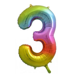 Foil Number Balloon  Rainbow Color 32" (Air Filling Only)