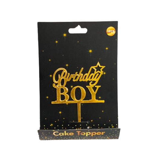 Birthday Boy Cake Topper Gold