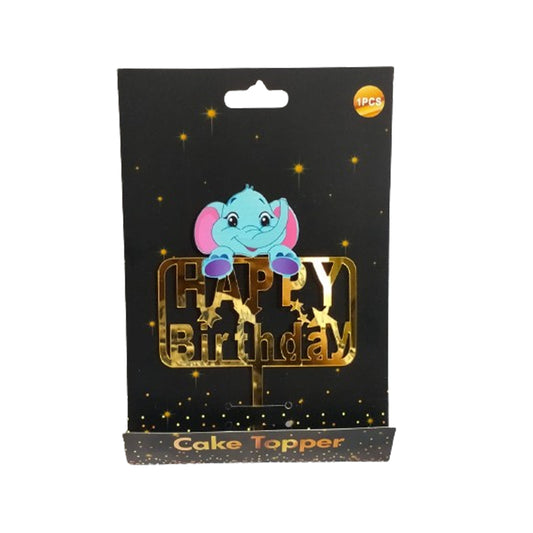 Happy Birthday Cake Topper Gold