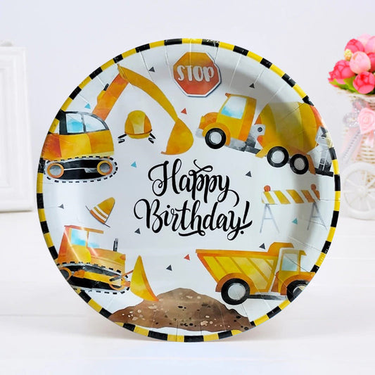 Constructions Theme Happy Birthday Paper Plates