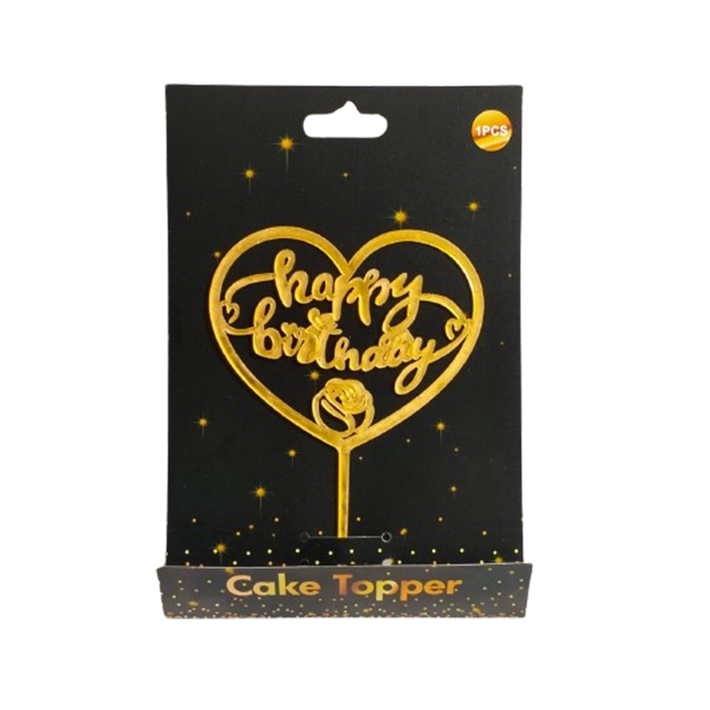 Happy Birthday Cake Topper Gold