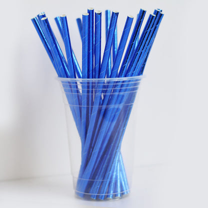 Metallic Dark Blue Paper Straws