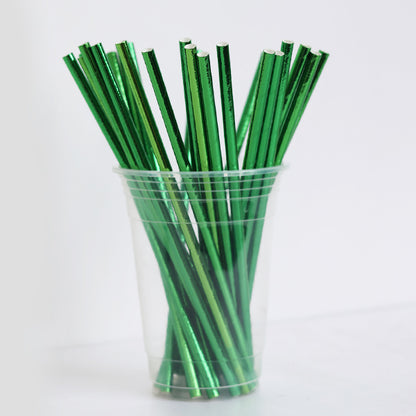 Metallic Green Paper Straws