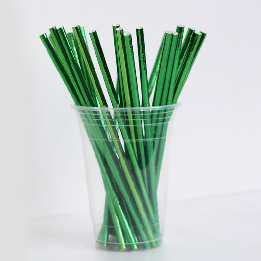 Metallic Green Paper Straws